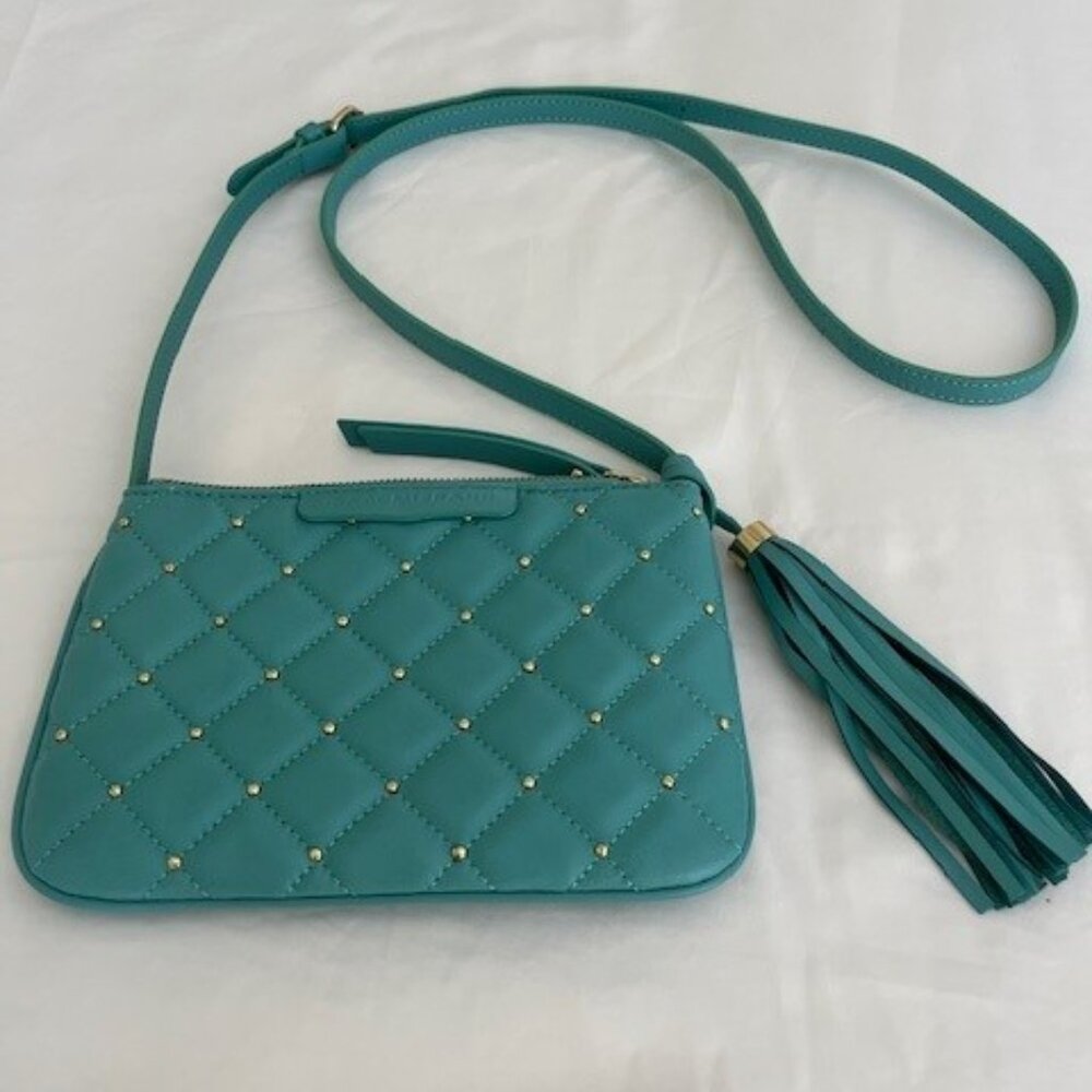 Isaac Mizrahi crossbody Leather purse turquoise